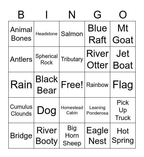 Salmon River Bingo Card