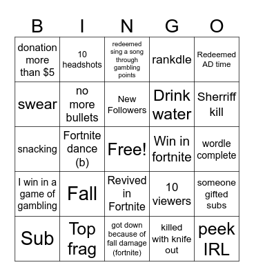 WONDERPHU'S DRINKING STREAM Bingo Card