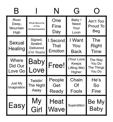 MUSIC BNGO - MOTOWN! Bingo Card