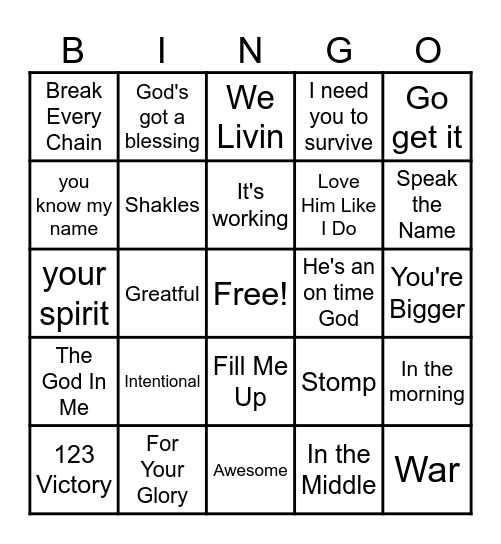 Gospel  Bingo Card