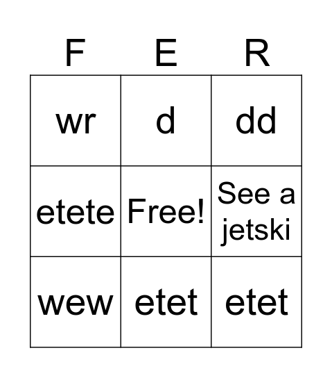 Ferry Crawl 2023 Bingo Card