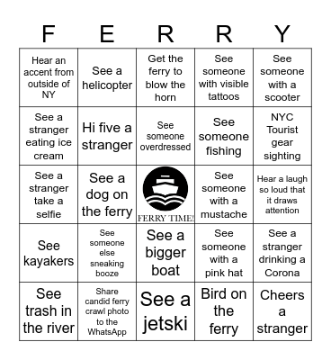 Ferry Crawl 2023 Bingo Card