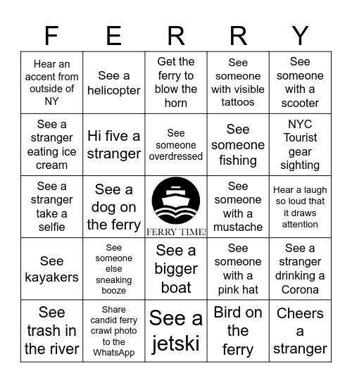 Ferry Crawl 2023 Bingo Card