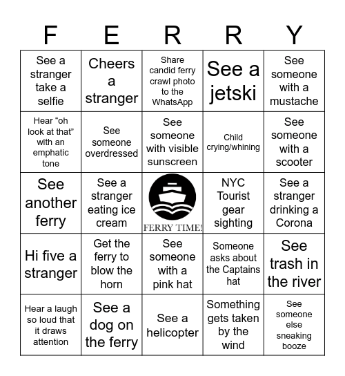 Ferry Crawl 202 Bingo Card