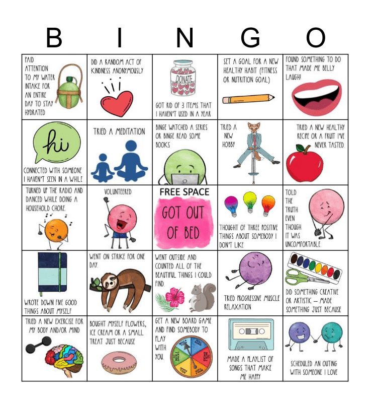 Self Care Bingo Card