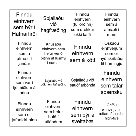 ÆTTARMÓTSBINGÓ Bingo Card