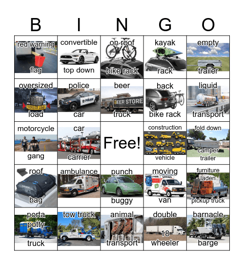 Highway Bingo Card
