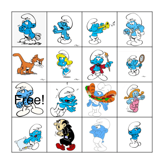 Smurfs Bingo Card