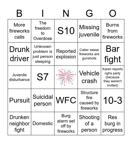 4th of July - LE Bingo Card