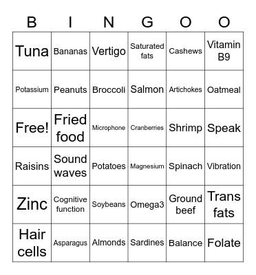 Bingo about Hearing! Bingo Card