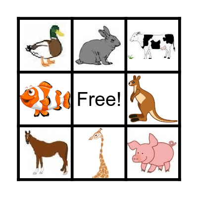 Animals Bingo Card