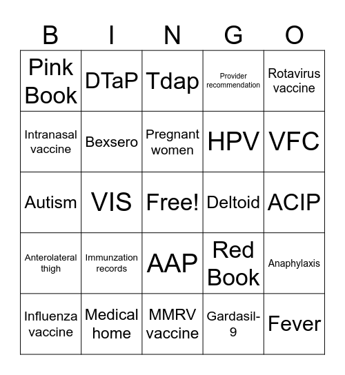 Vaccines! Bingo Card