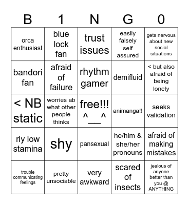 En kinnie bingo! Bingo Card