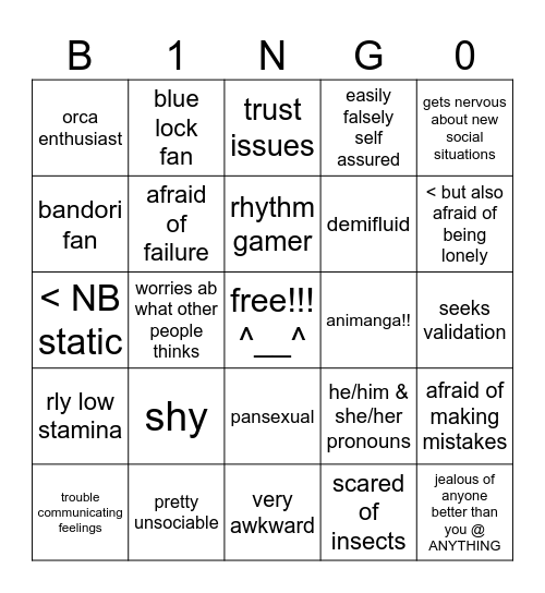 En kinnie bingo! Bingo Card
