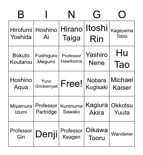 Azul's Bingo Card
