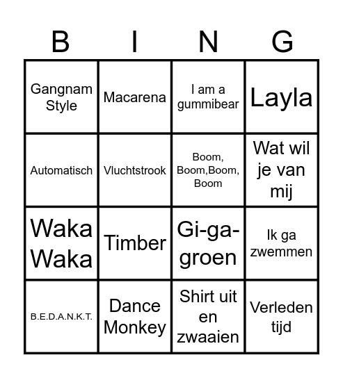 Muziek bingo Card