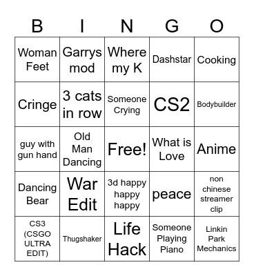 Douyinn Bingo Card