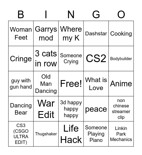 Douyinn Bingo Card