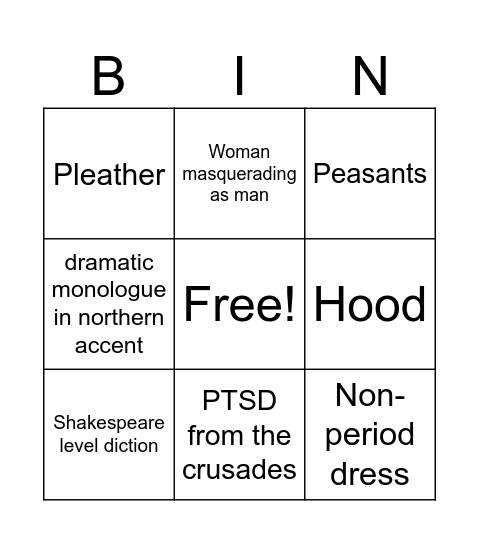 R O B I N GO Bingo Card