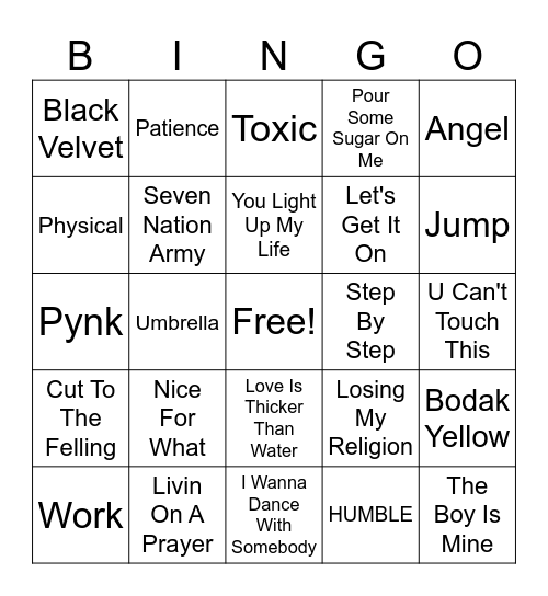 Music BINGO Card