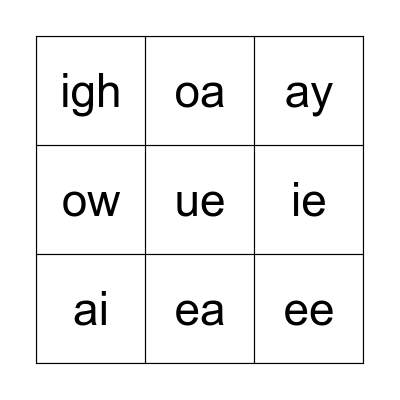 Phonics Bingo Card