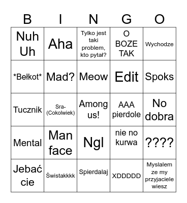 Co powie neon boi Bingo Card