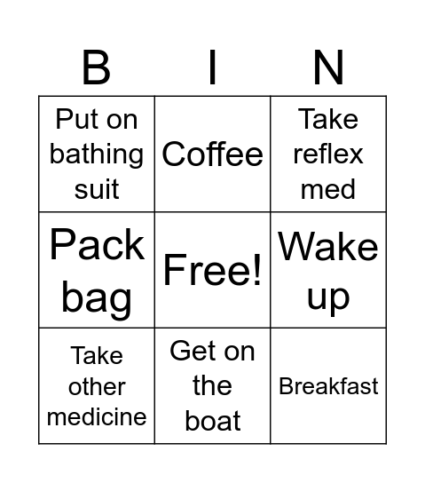 Dale hollow morning list Bingo Card