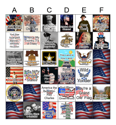 Patriotic Songs! Bingo Card