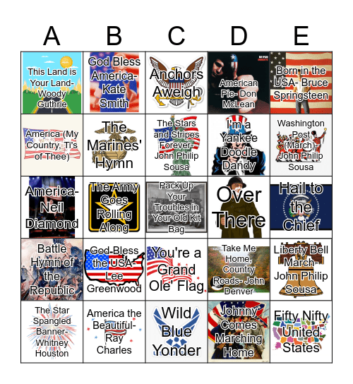 Patriotic Songs! Bingo Card