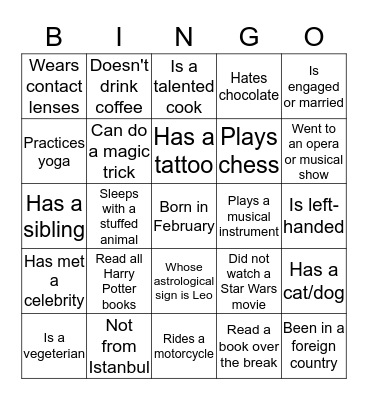 Let's Meet :) Bingo Card