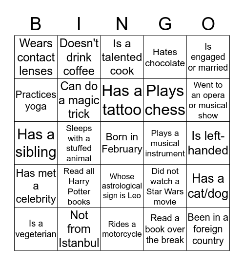 Let's Meet :) Bingo Card