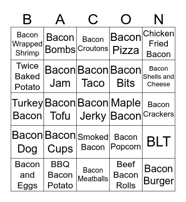 Meat Candy Treats Bingo Card