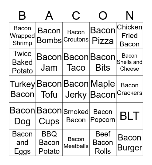 Meat Candy Treats Bingo Card