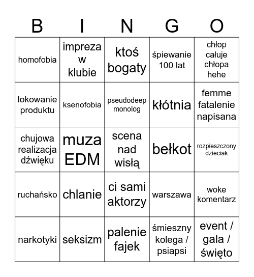 Polskie filmy / seriale Bingo Card