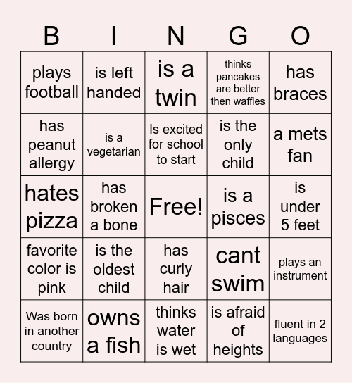 Find someone who .... Bingo Card