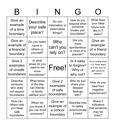 Boundaries Bingo Card