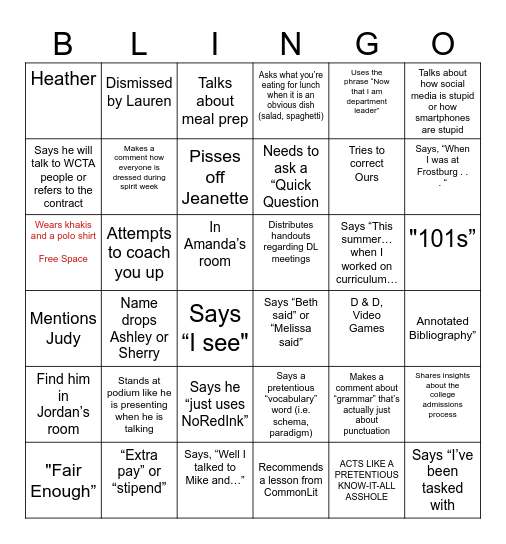 SECRET BLINGO Bingo Card
