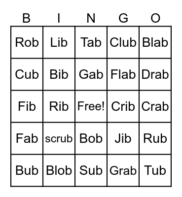 Final B Bingo Card
