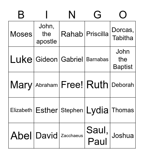 Bible Characters - 3 Bingo Card