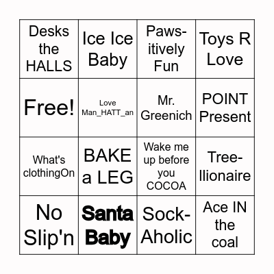 Christmas in July Bingo Card
