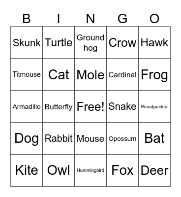 Backyard Bingo Card