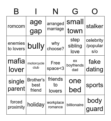Book Tropes Bingo Card
