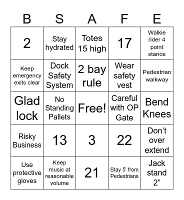 Cardinal Health Safety BINGO 9/4 Bingo Card