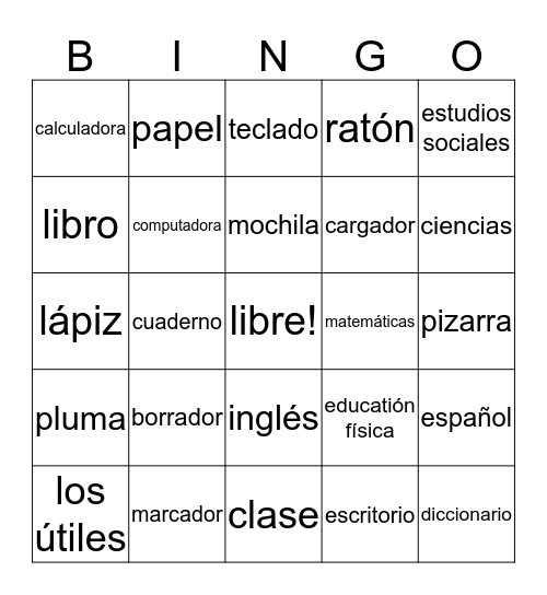 this spanish stuff  Bingo Card