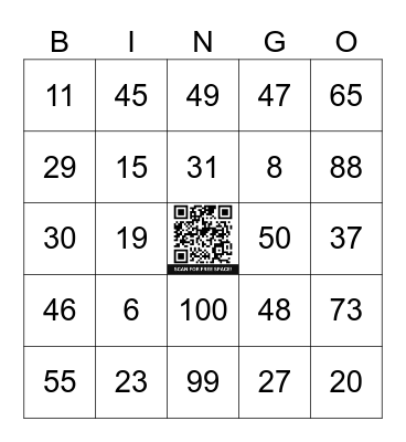 Numeros Bingo 0-100 Bingo Card