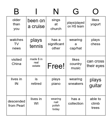 Neuhaus Bingo: The Autograph Game Bingo Card