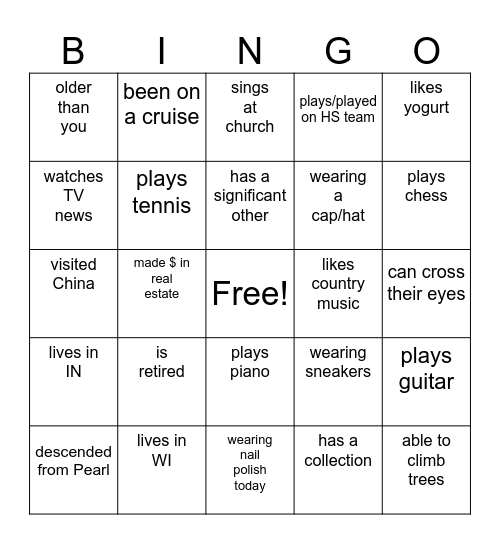 Neuhaus Bingo: The Autograph Game Bingo Card