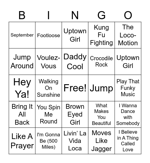 Boombox bingo Card