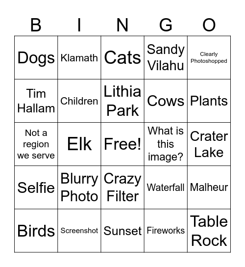 Marketing Photo Contest Bingo! Bingo Card