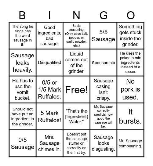 Ordinary Sausage Bingo Card